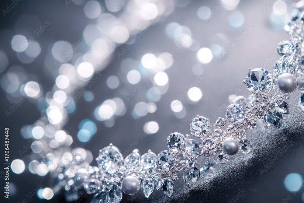 Fototapeta premium Elegant diamond and pearl necklace, sparkling brilliance, luxurious jewelry.