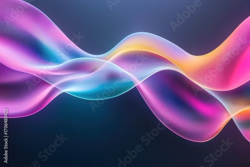 A vibrant, abstract representation of flowing waves in shades of pink, blue, and orange against a dark background, suggesting movement and energy.