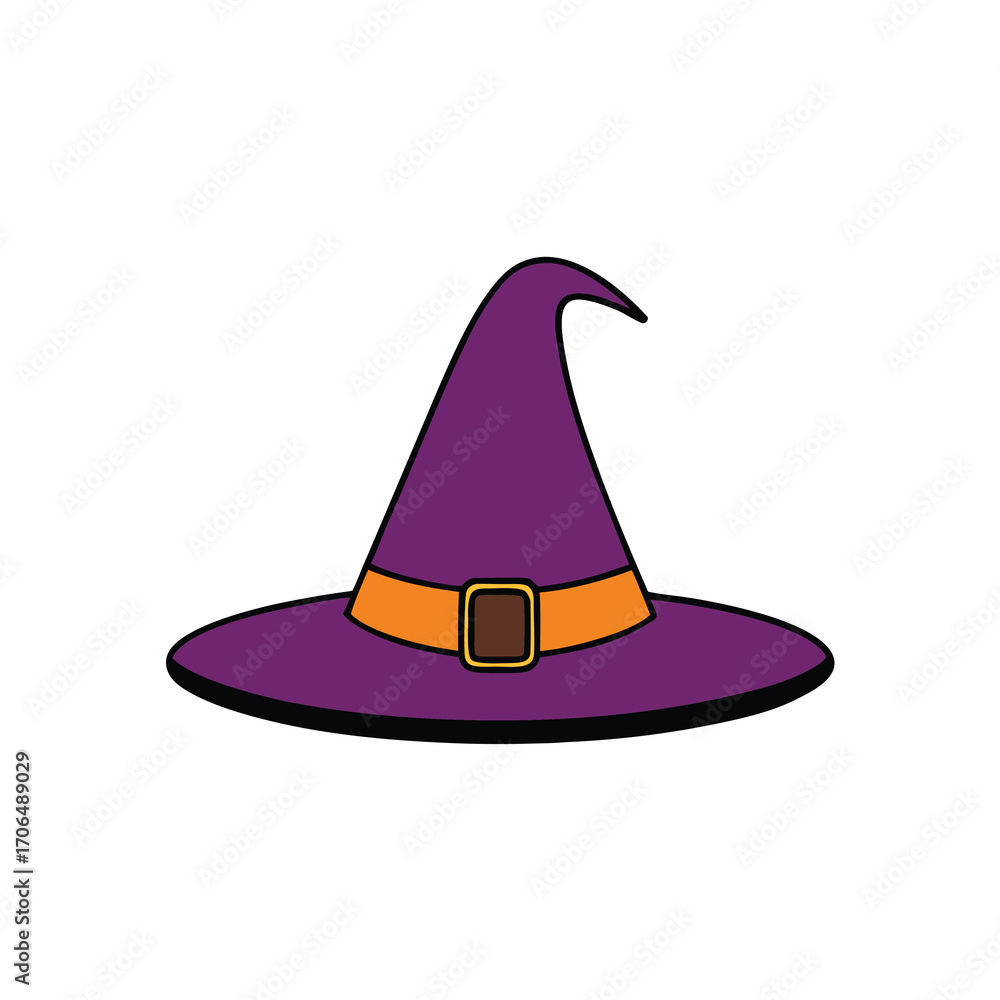 Fototapeta premium witch hat cartoon on white background.
