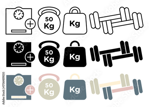 Weight icon set