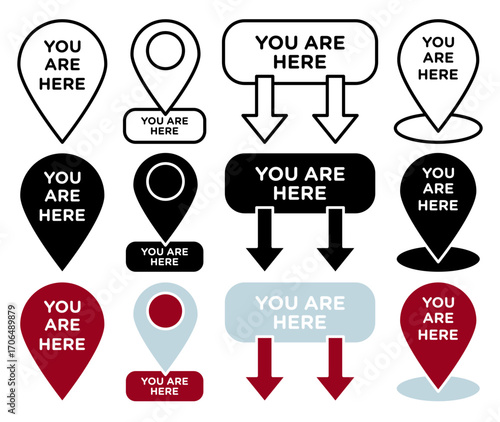 You are here pointer icon set