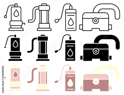 Sump pump icon set