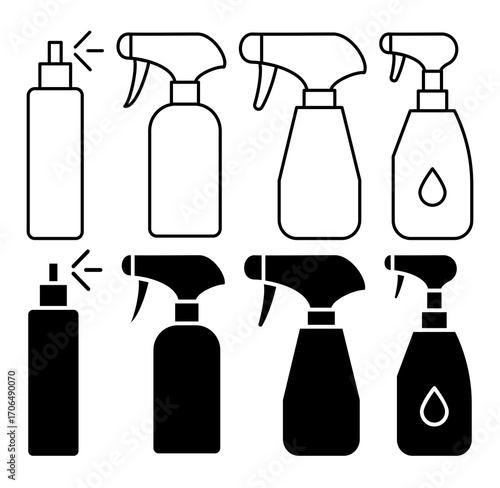 Spray bottle icon set