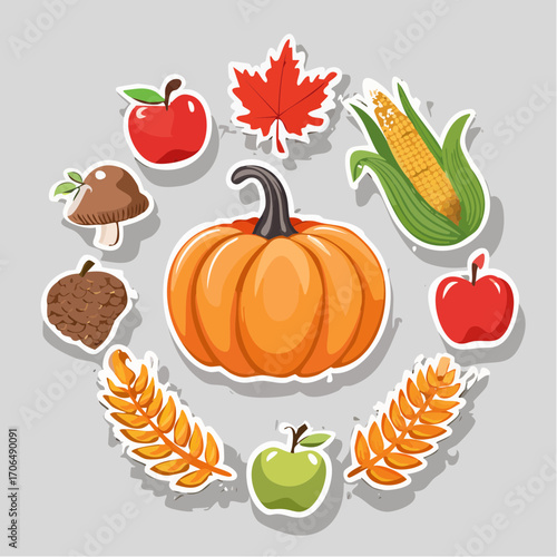 Festive Autumn Harvest Sticker Collection