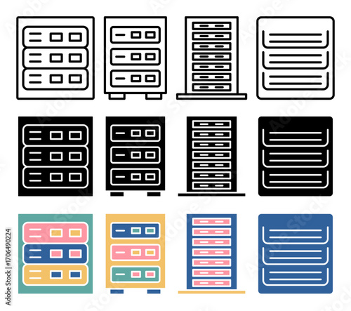 Server rack icon set