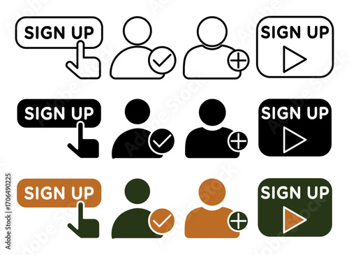 Signup icon set