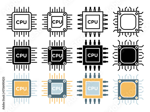 Processor icon set
