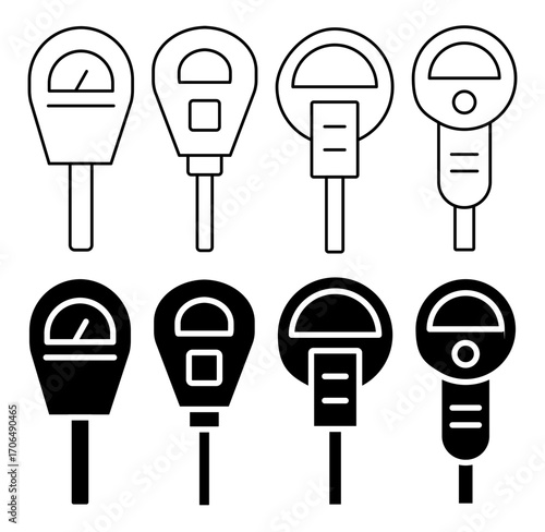 Parking meter icon set