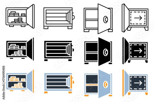 Open safe icon set