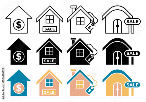 House for sale icon set