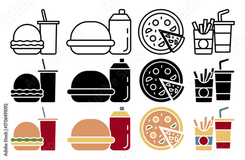 Fast food icon set