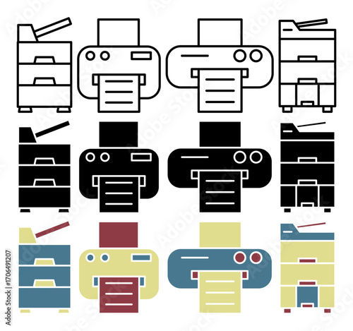 Copy machine icon set