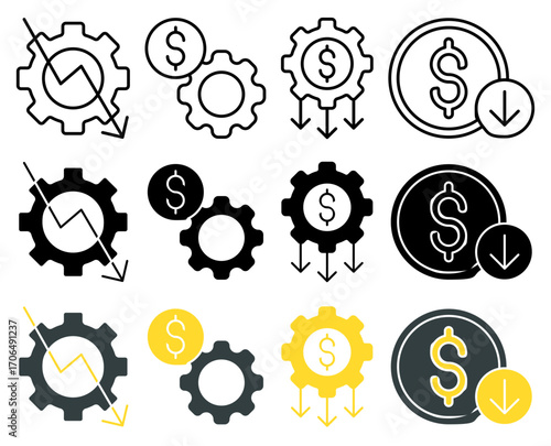 Costs optimization Icon set