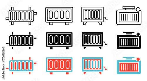 Conditioner heater icon set