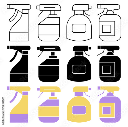 Cleaning spray icon set