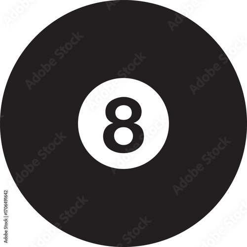 Eight Ball: Iconic Black Pool Ball Symbolizing Luck, Strategy, and Billiards Fun