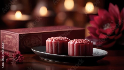 Exquisite Mooncake Gift Box Presents Tranquil Mid-Autumn Festival Atmosphere