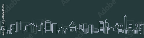 Bologna Simple Lines Skyline on Dark Background