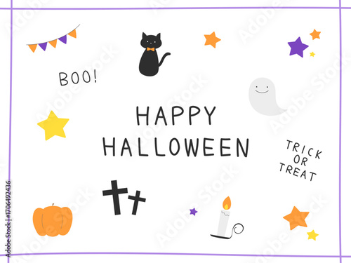 かわいい手描きハロウィン素材集1 / Cute Hand-drawn Halloween Vector Elements