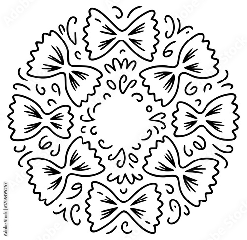 Vector illustration with macaroni bows and rays