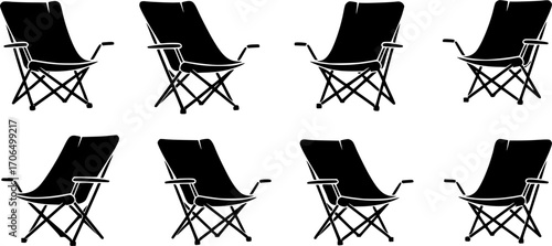 Camping chair silhouette, Camping chair SVG, Camping chair vector set