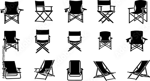 Camping chair silhouette, Camping chair SVG, Camping chair vector set