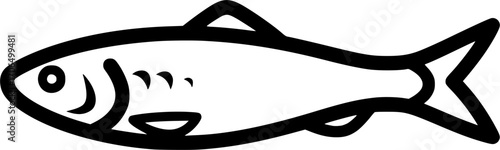 sardine silhouette line art vector illustration with a white background 