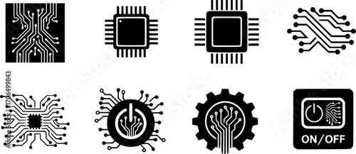 circuit board logo silhouette icon vector illustration 