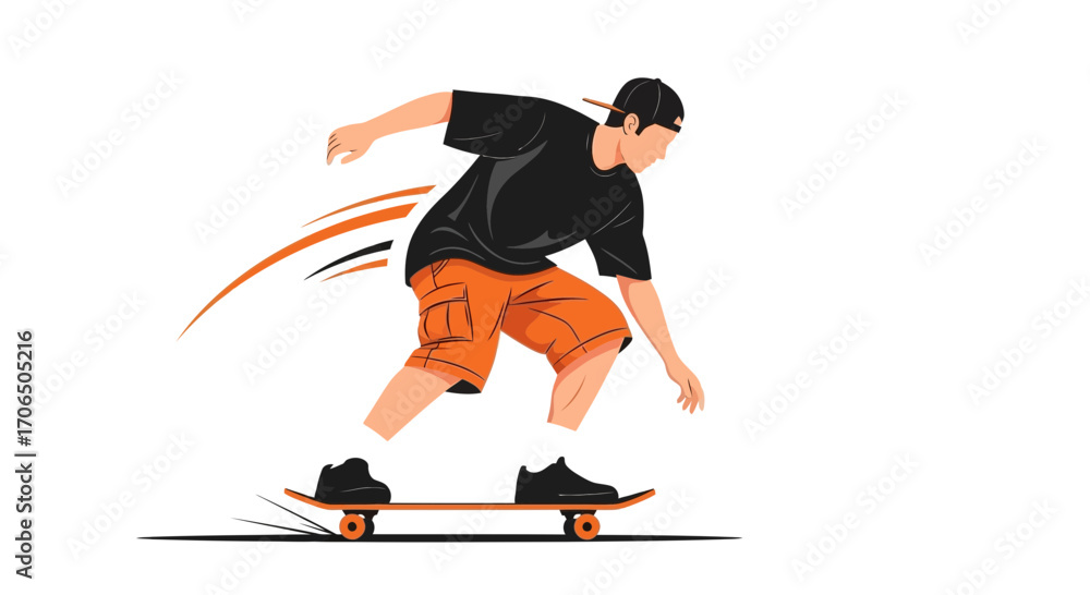 Obraz premium Dynamic Skateboard Art Depicting An Adventurous Person Performing Skateboarding Tricks Seamlessly