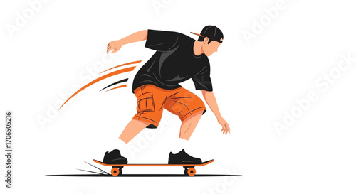 Dynamic Skateboard Art Depicting An Adventurous Person Performing Skateboarding Tricks Seamlessly