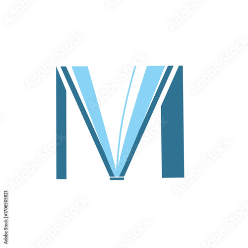 M letter book logo vector. book logo with M letter design.