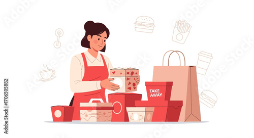Efficient Delivery Order Preparation Depicting a Friendly Service in Modern Times