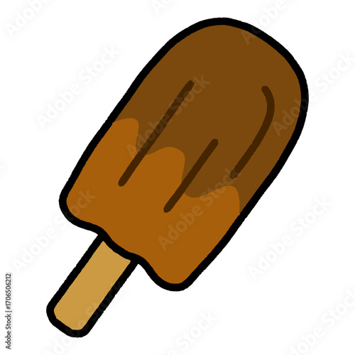 手描き風棒付きチョコがけアイスバー　チョコ味（Affinity Designer版）
