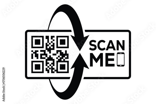 QR code scan icon set. Scan me frame. QR code scan for smartphone. QR code for mobile app, payment and identification. Vector illustration.
