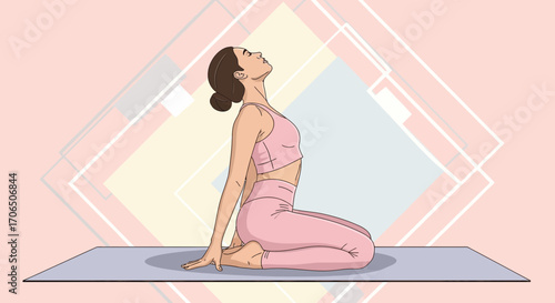 Elegant Illustration Of A Woman Practicing Yoga Poses For Enhanced Well-being And Mindfulness