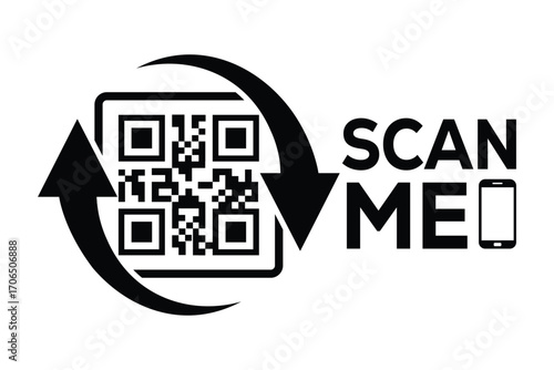 QR code scan icon set. Scan me frame. QR code scan for smartphone. QR code for mobile app, payment and identification. Vector illustration.