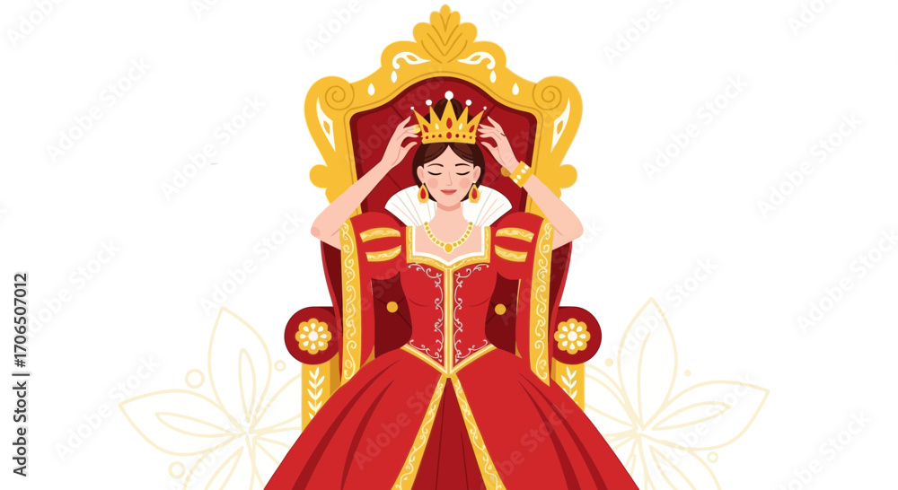 Fototapeta premium Elegant Queen Symbolizes Power, Luxury, And Royalty On Her Majestic Throne