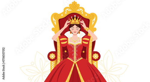 Elegant Queen Symbolizes Power, Luxury, And Royalty On Her Majestic Throne