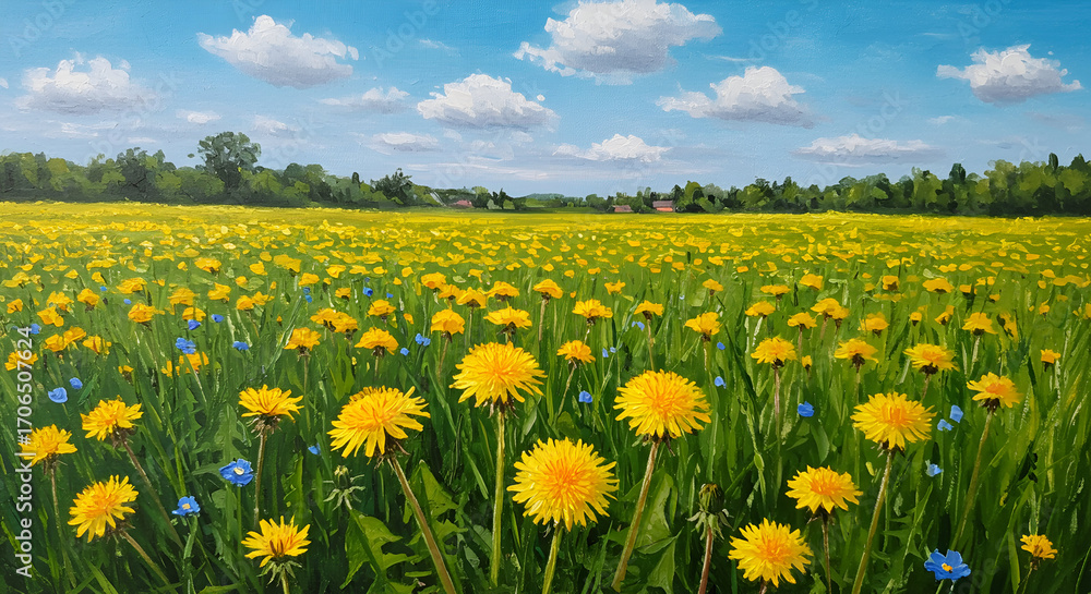 Obraz premium Impressionistic Dandelion Field