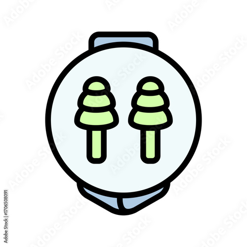 Earplugs in Case Color Icon. Vector simple style sign isolated on white background.
