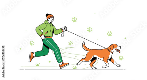 Energetic Person Running With Their Canine Companion During A Sunny Day Outdoor Activity