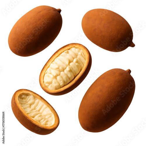 Fresh Cupuacu Fruit Isolated on White Background