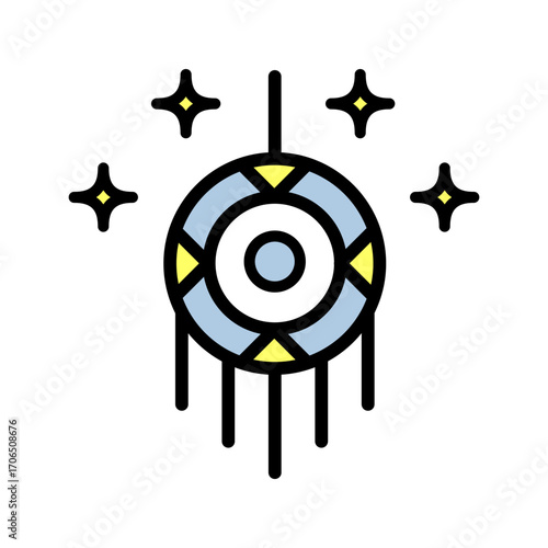 Indian dream catcher color icon. Dream catcher amulet vector icon for web design isolated on white background
