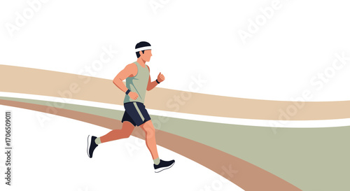 Energetic Runner Sprinting Forward Towards A Positive Goal With Momentum and Drive