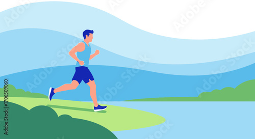 Energetic Runner, Outdoors, Embracing Vitality and Freedom, During Morning Exercise Training