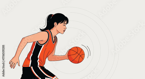 Dynamic Basketball Player Dribbling Effortlessly While Displaying Exceptional Athletic Prowess