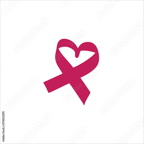 Vector art of breast cancer awareness ribbon heart shape