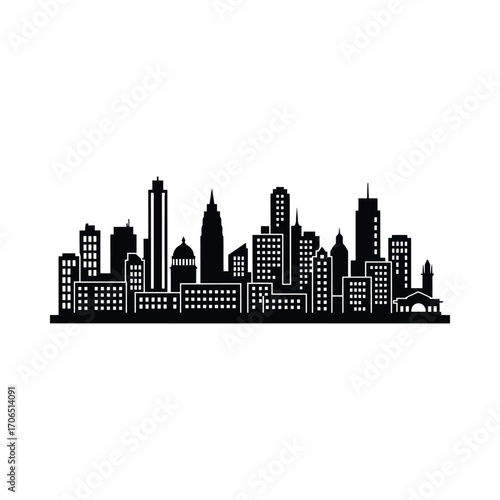 Vector art of silhouette of a city skyline