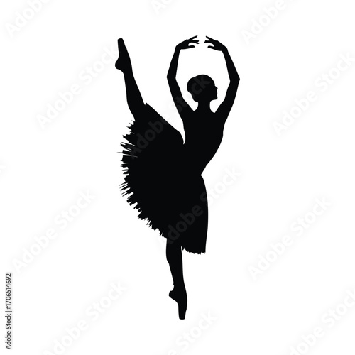 Vector art of elegant ballerina silhouette in graceful pose