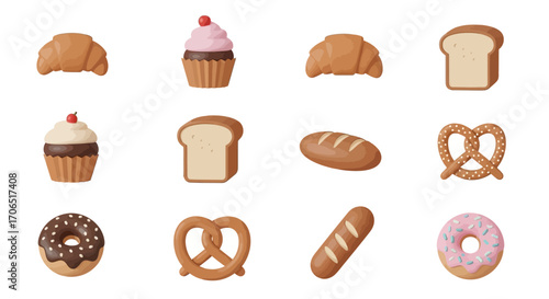 Assortment of Delicious Baked Goods and Sweet Treats Collection.